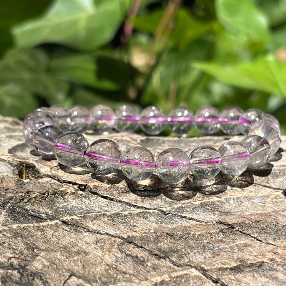 9mm stretchable light purple rutilated quartz‎